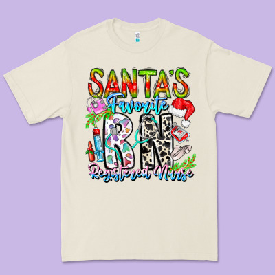Santa's Favorite Rn Registered Nurse Premium Tee Designed By Cowhidedigitalart