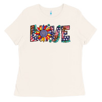 Bone love sunflower usa flag leopard Ladies Tee - Artiststas