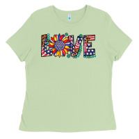 Matcha love sunflower usa flag leopard Ladies Tee - Artiststas