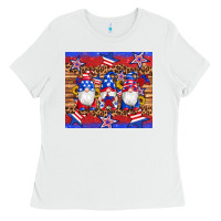 White american flag gnomes star leopard glitter tumbler Ladies Tee - Artiststas
