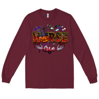 Burgundy halloween nurse life Long Sleeve Tee - BarkalooDesign