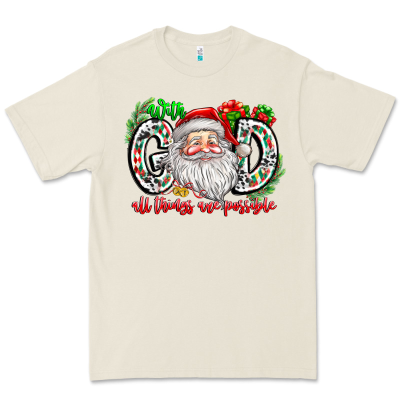 With God All Things Are Possible Santa Premium Tee by CowhideDigitalArt | Teevron