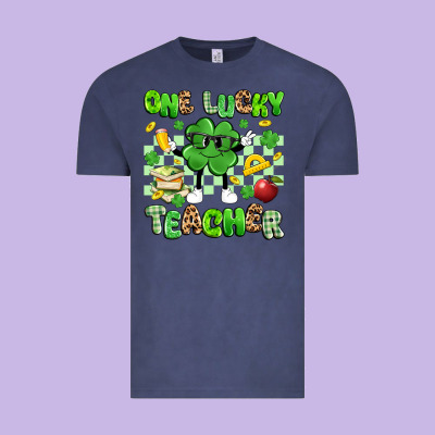 One Lucky Teacher Vintage Tee Designed By Artiststas