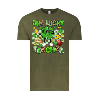Vintage Olive one lucky teacher Vintage Tee - Artiststas