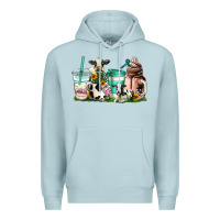 Blue Mist cow coffee cups Premium Hoodie - AdoDesignShop