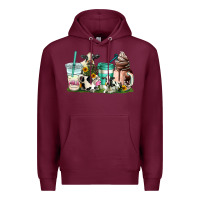 Burgundy cow coffee cups Premium Hoodie - AdoDesignShop