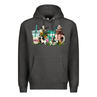 Charcoal Heather cow coffee cups Premium Hoodie - AdoDesignShop