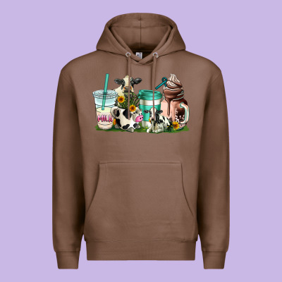 Cow Coffee Cups Premium Hoodie Designed By Adodesignshop