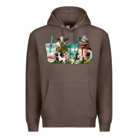 Coffee cow coffee cups Premium Hoodie - AdoDesignShop