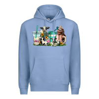 Colony Blue cow coffee cups Premium Hoodie - AdoDesignShop