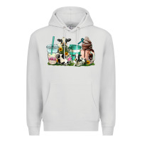 Dove Grey cow coffee cups Premium Hoodie - AdoDesignShop
