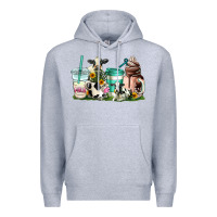Heather Grey cow coffee cups Premium Hoodie - AdoDesignShop