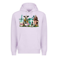 Lilac cow coffee cups Premium Hoodie - AdoDesignShop