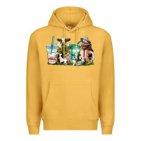 Mustard cow coffee cups Premium Hoodie - AdoDesignShop