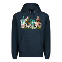 Navy cow coffee cups Premium Hoodie - AdoDesignShop