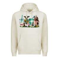 Oatmeal Heather cow coffee cups Premium Hoodie - AdoDesignShop