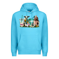 Ocean Blue cow coffee cups Premium Hoodie - AdoDesignShop