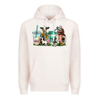 Pale Pink cow coffee cups Premium Hoodie - AdoDesignShop