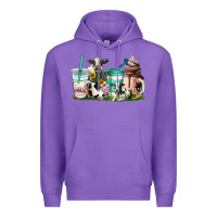 Purple cow coffee cups Premium Hoodie - AdoDesignShop
