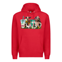 Red cow coffee cups Premium Hoodie - AdoDesignShop