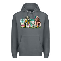 Rock cow coffee cups Premium Hoodie - AdoDesignShop