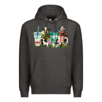 Smoke cow coffee cups Premium Hoodie - AdoDesignShop