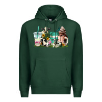 Sports Green cow coffee cups Premium Hoodie - AdoDesignShop