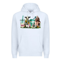 White cow coffee cups Premium Hoodie - AdoDesignShop