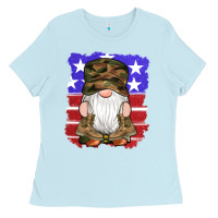 Baby Blue military gnomes boots american flag Ladies Tee - Artiststas