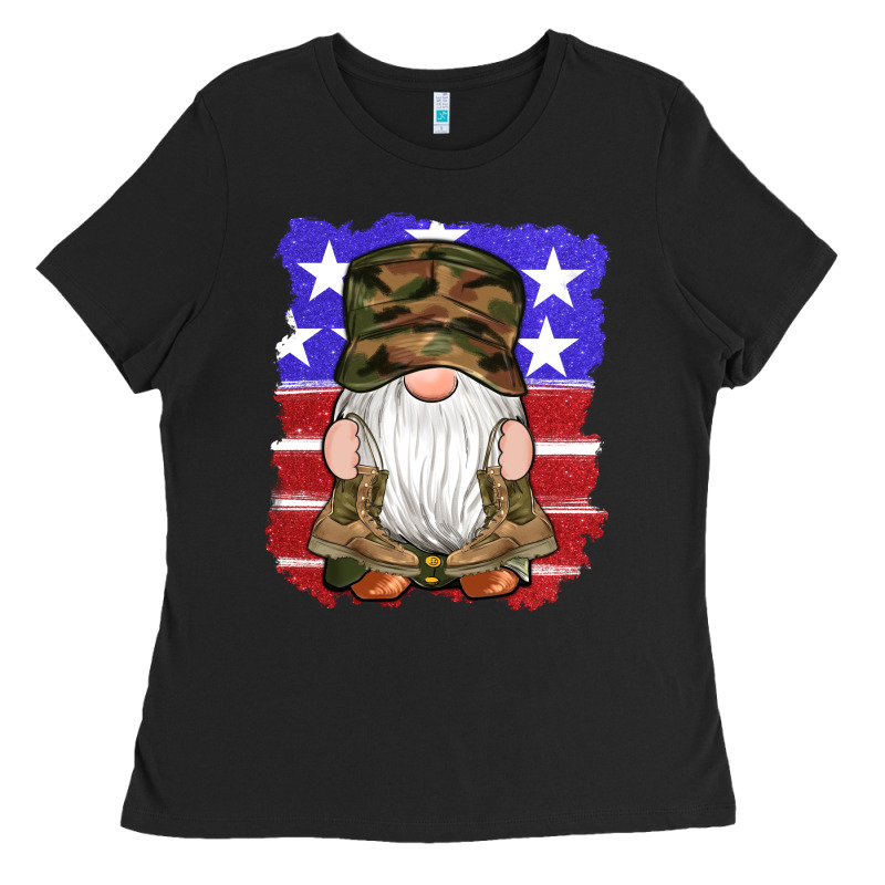 Military Gnomes Boots American Flag Ladies Tee by Artiststas | Teevron