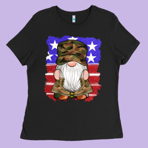 Military Gnomes Boots American Flag Ladies Tee Designed By Artiststas