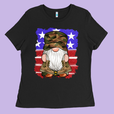 Military Gnomes Boots American Flag Ladies Tee Designed By Artiststas