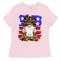 Bubblegum Pink military gnomes boots american flag Ladies Tee - Artiststas