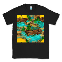 Black Lake Boat Rudder And Sunflowers Seamless Pattern Classic Tee - BundleAndBundleShop