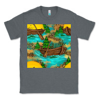 Charcoal Heather Lake Boat Rudder And Sunflowers Seamless Pattern Classic Tee - BundleAndBundleShop