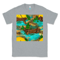 Heather Grey Lake Boat Rudder And Sunflowers Seamless Pattern Classic Tee - BundleAndBundleShop