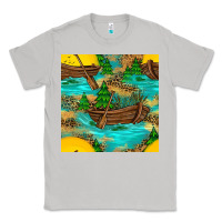 Moon Dust Lake Boat Rudder And Sunflowers Seamless Pattern Classic Tee - BundleAndBundleShop