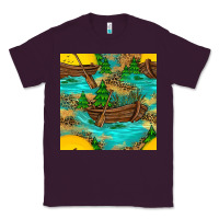 Plum Lake Boat Rudder And Sunflowers Seamless Pattern Classic Tee - BundleAndBundleShop