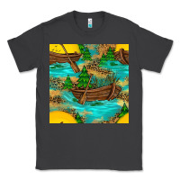 Smoke Lake Boat Rudder And Sunflowers Seamless Pattern Classic Tee - BundleAndBundleShop