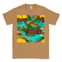 Toasted Coconut Lake Boat Rudder And Sunflowers Seamless Pattern Classic Tee - BundleAndBundleShop