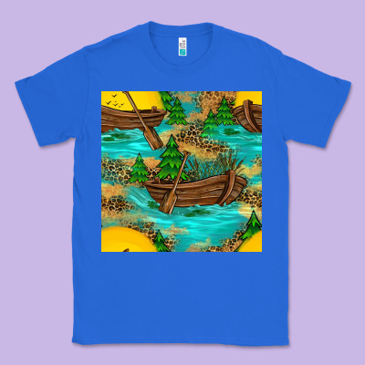 Lake Boat Rudder And Sunflowers Seamless Pattern Classic Tee Designed By Bundleandbundleshop