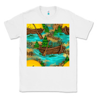 White Lake Boat Rudder And Sunflowers Seamless Pattern Classic Tee - BundleAndBundleShop
