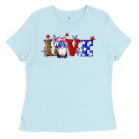 Baby Blue american flag gnomes love Ladies Tee - Artiststas