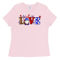 Bubblegum Pink american flag gnomes love Ladies Tee - Artiststas