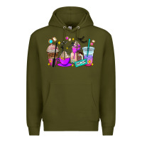 Army Green lash hustler coffee cups Premium Hoodie - AdoDesignShop