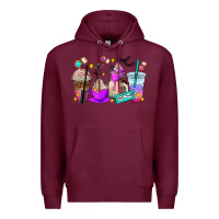Burgundy lash hustler coffee cups Premium Hoodie - AdoDesignShop
