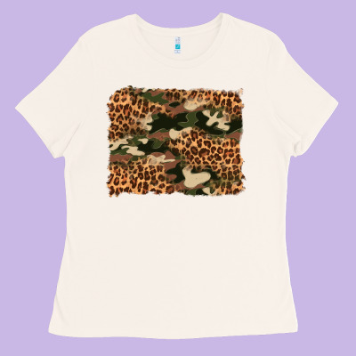 Camouflage And Leopard Background Ladies Tee Designed By Artiststas