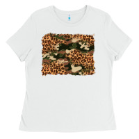 White camouflage and leopard background Ladies Tee - Artiststas