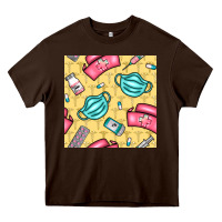 Chocolate Brown nurse medicine seamless pattern Heavy Core Tee - BundleAndBundleShop
