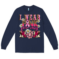 Navy i wear pink for my mom Long Sleeve Tee - BarkalooDesign